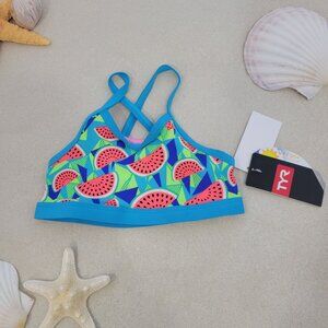TYR Girls' Tutti Frutti Trinity Watermelon Print Swimwear Top